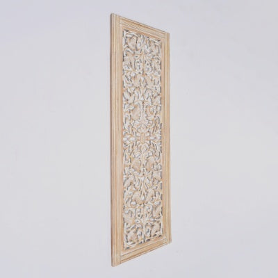 Wooden Floral Hand Carved Mandala Rectangular Wall Decor
