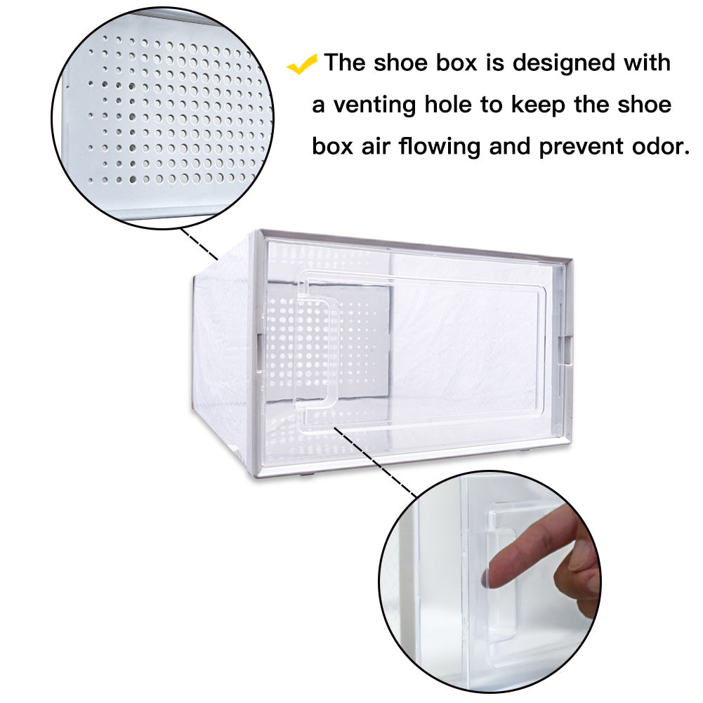 Pack Of 8 Transparent And White Shoe Storage Organizers