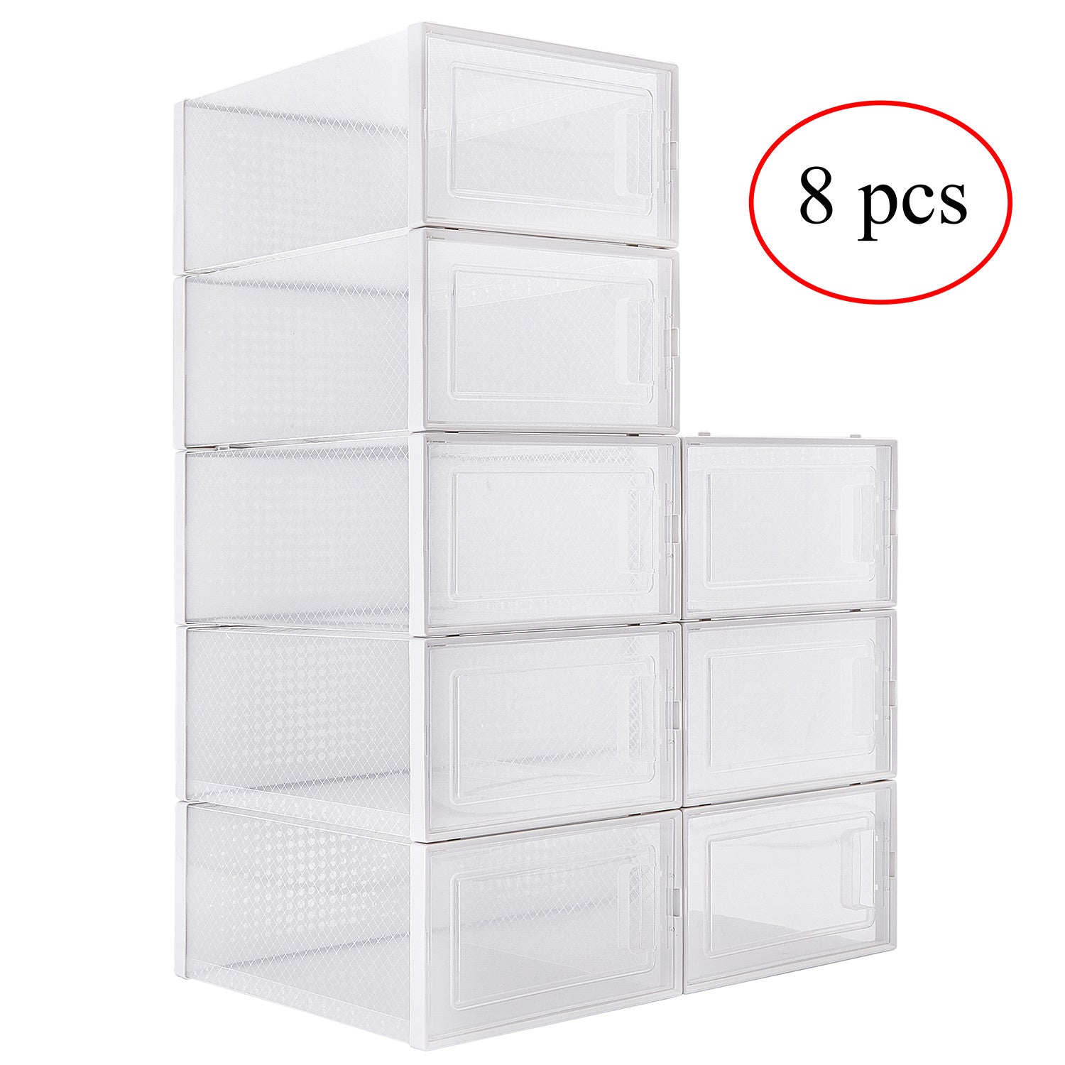 Pack Of 8 Transparent And White Shoe Storage Organizers