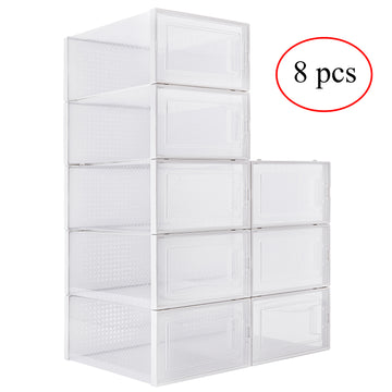 Pack Of 8 Transparent And White Shoe Storage Organizers
